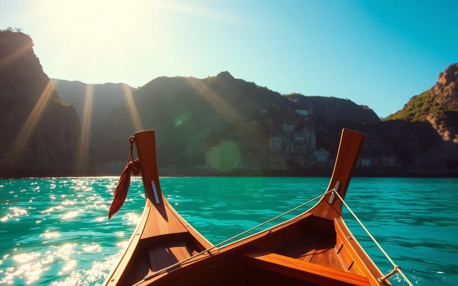 A small boat on the water off the Amalfi Coast
